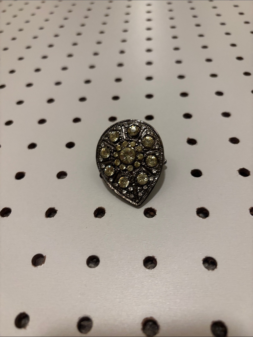 Teardrop Sparkle Ring with Yellow Crystals